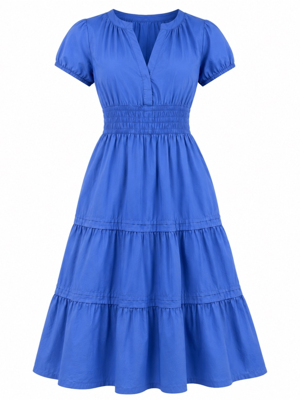 Quince Bright Blue Tiered Smocked-Waist Maxi Dress